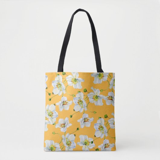 Cosmos flowers watercolor illustration pattern トートバッグ (正面)