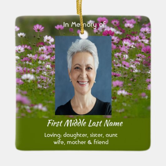 Cosmos Garden Flowers Memorial Keepsake  セラミックオーナメント (正面)