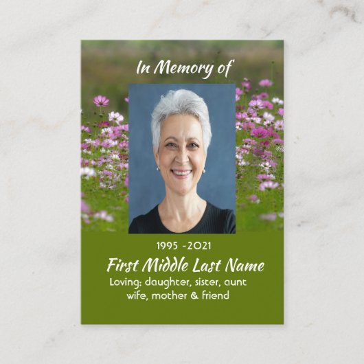 Cosmos Garden Flowers Memorial Keepsake  名刺 (正面)
