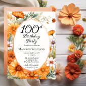 Cosmos | Marigolds Floral 100th Birthday Party 招待状