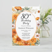 Cosmos | Marigolds Floral 80th Birthday Party 招待状 (スタンド正面)