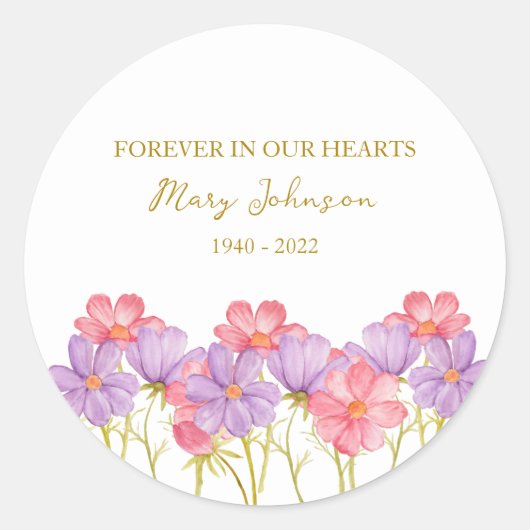 Cosmos Memorial Funeral Classic Round Sticker ラウンドシール (正面)