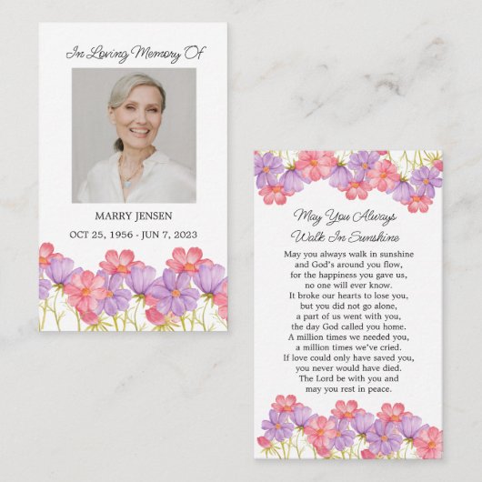 Cosmos Memorial Photo Funeral Prayer Card 名刺 (正面/裏面)