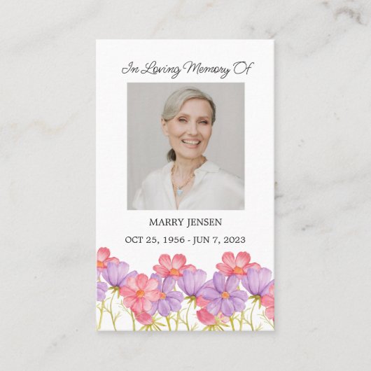 Cosmos Memorial Photo Funeral Prayer Card 名刺 (正面)