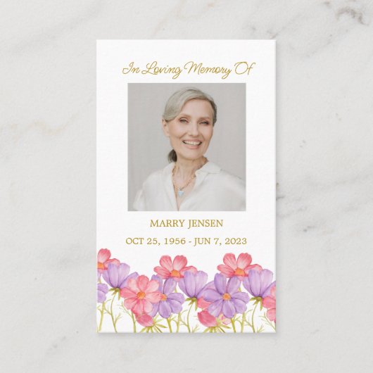 Cosmos Memorial Photo Funeral Prayer Card 名刺 (正面)