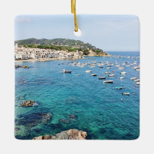 Costa Bravaスペイン名勝ブルー海旅行写真 セラミックオーナメント (正面)