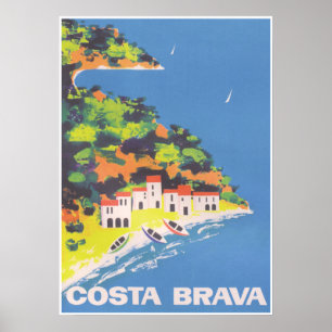 Costa Brava Spain Retro Vintage Travel Poster ポスター