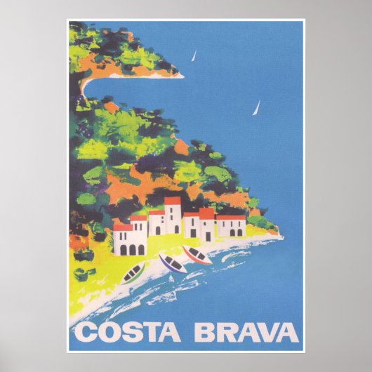Costa Brava Spain Retro Vintage Travel Poster ポスター (正面)