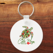 Costa Maya Mexico Sea Turtle Trocal Hibiscus Vacat キーホルダー (正面)