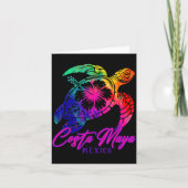 Costa Maya Mexico Tie Dye Sea Turtle Hibiscus Beac カード (正面)