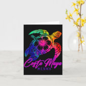 Costa Maya Mexico Tie Dye Sea Turtle Hibiscus Beac カード (黄色い花)