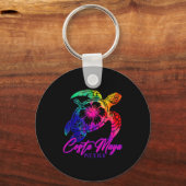 Costa Maya Mexico Tie Dye Sea Turtle Hibiscus Beac キーホルダー (正面)