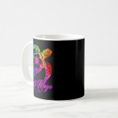 Costa Maya Mexico Tie Dye Sea Turtle Hibiscus Beac コーヒーマグカップ (正面左)