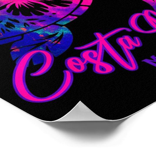 Costa Maya Mexico Tie Dye Sea Turtle Hibiscus Beac ポスター (角)