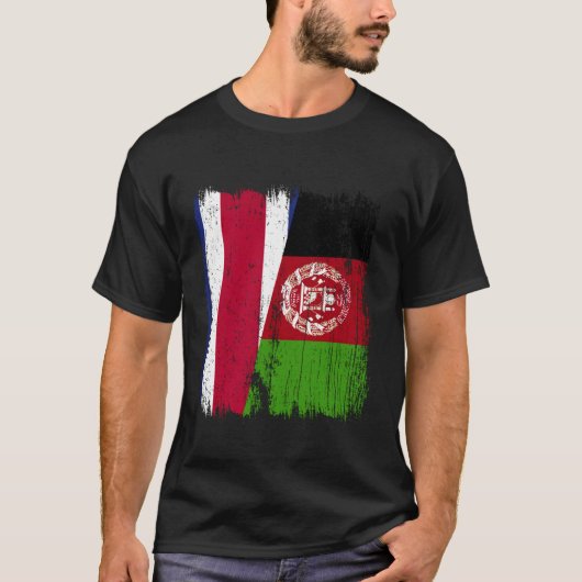 Costa Rica Afghanistan Half Flag Costa Rican Afgha Tシャツ (正面)