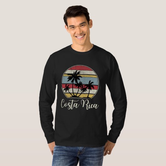 Costa Rica Beach Vacation Trip Tropical Retro Tシャツ (正面フル)