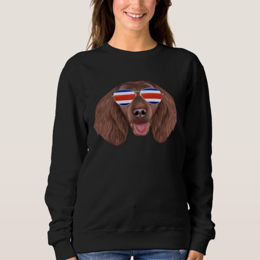 Costa Rica Flag American Water Spaniel Dog Tico Po スウェットシャツ (正面)