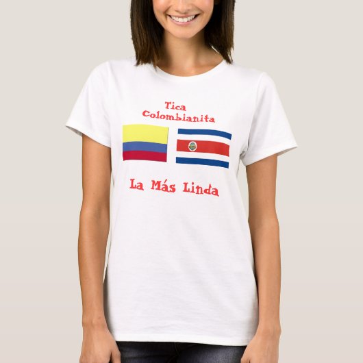 costa_rica_flag、colombian_flag、Tica、コロンビア… Tシャツ (正面)