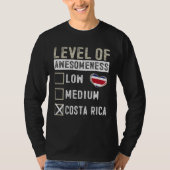 Costa Rica Flag Costa Ricans Level Of Awesomeness Tシャツ (正面)