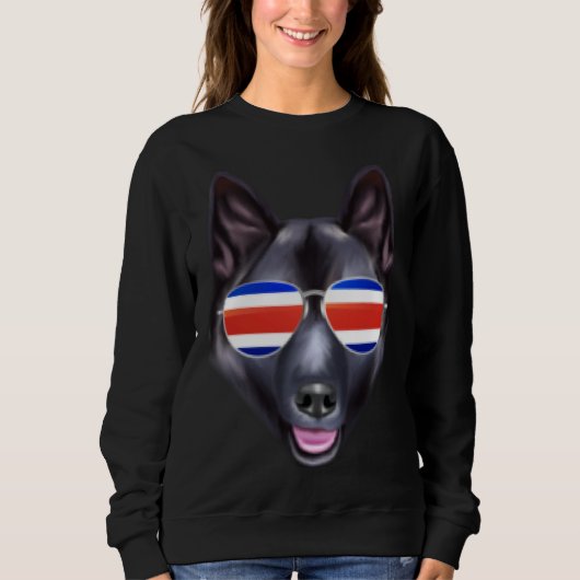 Costa Rica Flag Norwegian Elkhound Dog Tico Pocket スウェットシャツ (正面)