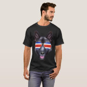 Costa Rica Flag Norwegian Elkhound Dog Tico Pocket Tシャツ (正面フル)