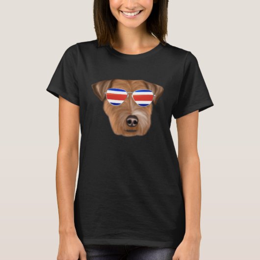 Costa Rica Flag Russell Terrier Dog Tico Pocket Tシャツ (正面)