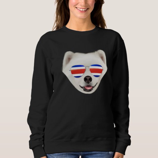 Costa Rica Flag Samoyed Dog Tico Pocket スウェットシャツ (正面)