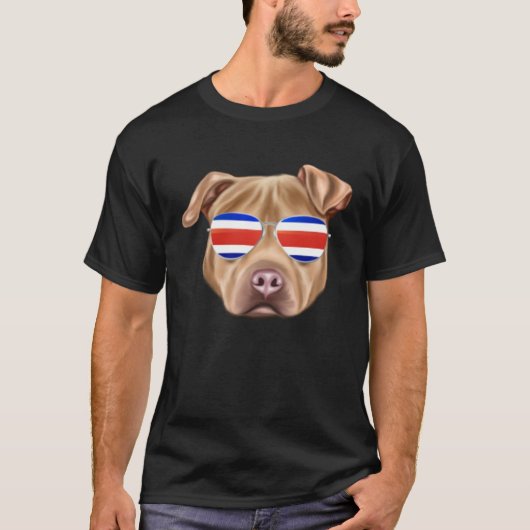 Costa Rica Flag Usa Staffordshire Terrier Dog Tico Tシャツ (正面)