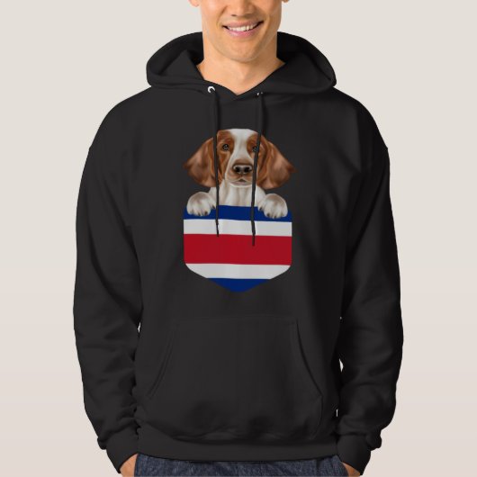 Costa Rica Flag Welsh Springer Spaniel Dog In Pock パーカ (正面)