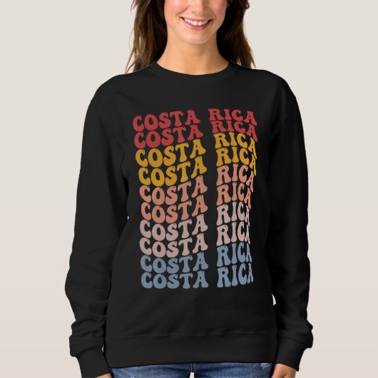 Costa Rica Groovy Retro Costa Rican スウェットシャツ (正面)