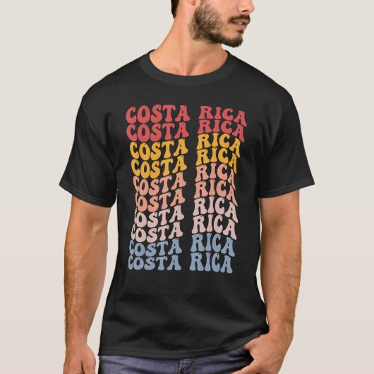 Costa Rica Groovy Retro Costa Rican Tシャツ (正面)