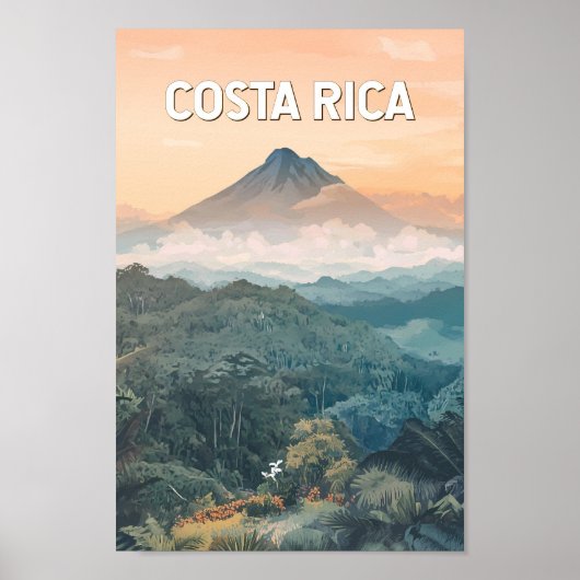 Costa Rica Illustration Travel Art Vintage ポスター (正面)