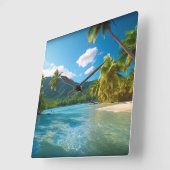 Costa Rica Island Paradise スクエア壁時計 (傾斜)