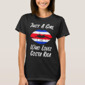 Costa Rica Lips Mouth Love Flag Tシャツ (正面)