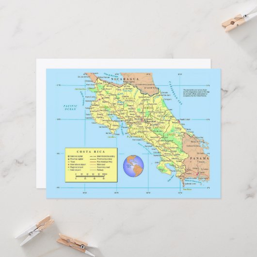 COSTA RICA Map Card カード (正面/裏面インサイチュ)