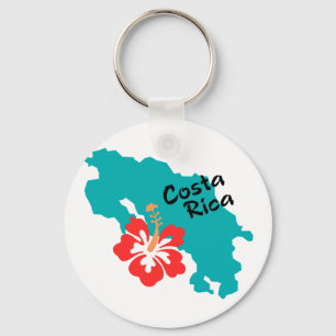 Costa Rica map with hibiscus キーホルダー