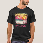 Costa Rica Palm Tree Beach Vacation Summer and Sur Tシャツ (正面)