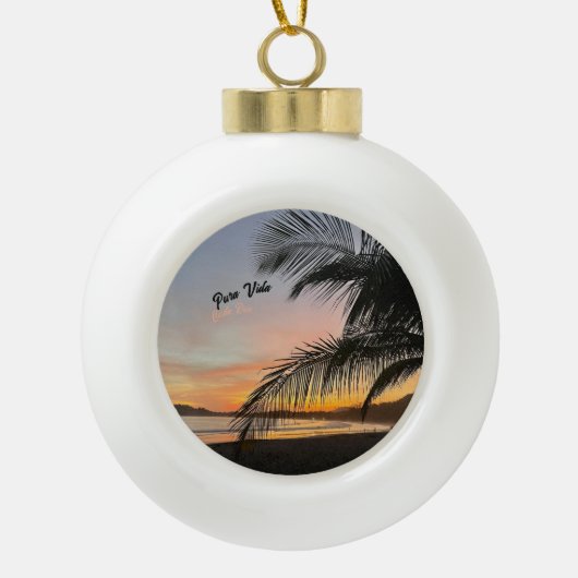 Costa Rica "Pura Vida" Keepsake Christmas Ornament セラミックボールオーナメント (正面)