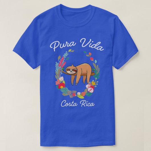 Costa Rica Pura Vida Sloth  Tシャツ (デザイン正面)