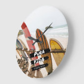 Costa Rica Pura Vida Surfboardの写真 ラージ壁時計 (傾斜)