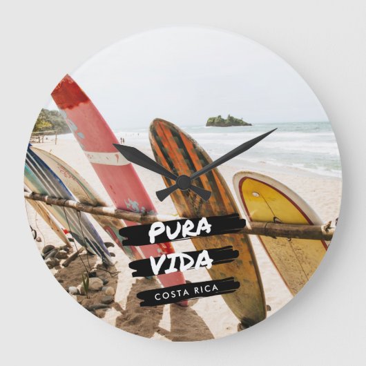 Costa Rica Pura Vida Surfboardの写真 ラージ壁時計 (正面)