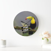 Costa Rica Pura Vida Toucan写真 ラージ壁時計 (ホーム)