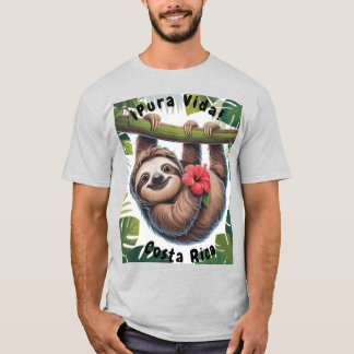 Costa Rica Sloth holding flower T-shirt Tシャツ