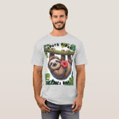 Costa Rica Sloth holding flower T-shirt Tシャツ (正面フル)