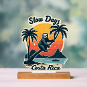 Costa Rica Sloth Vintage Sunset Travel Vector Shir アクリルサイン (ニュートラル)