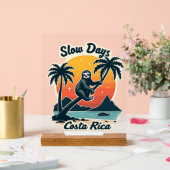 Costa Rica Sloth Vintage Sunset Travel Vector Shir アクリルサイン (ウェディング)