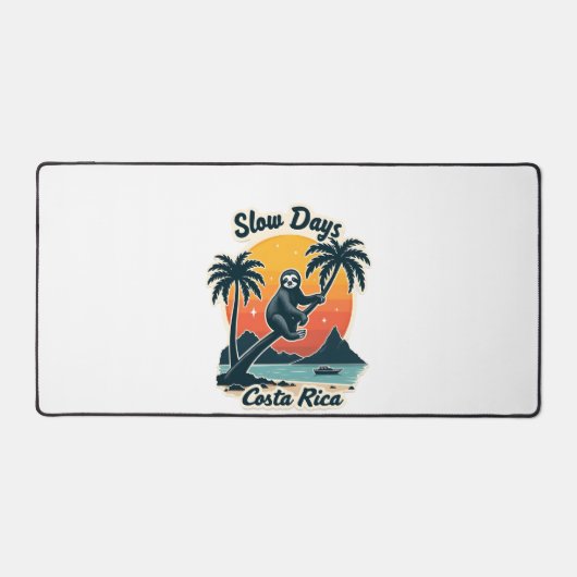 Costa Rica Sloth Vintage Sunset Travel Vector Shir デスクマット (正面)