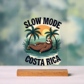 Costa Rica Sloth Vintage Vacation Shirt アクリルサイン (ニュートラル)