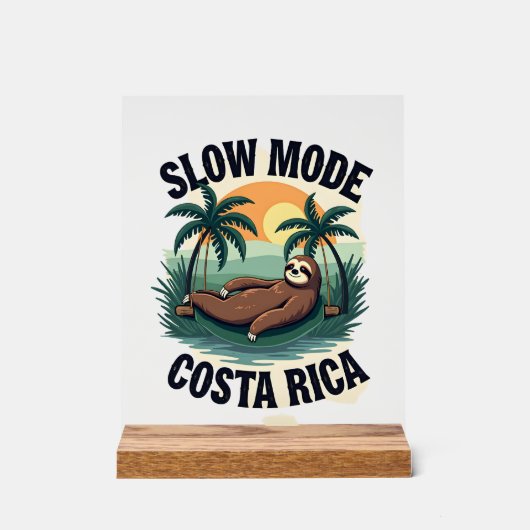 Costa Rica Sloth Vintage Vacation Shirt アクリルサイン (正面)