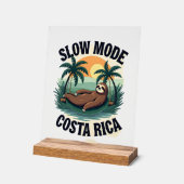 Costa Rica Sloth Vintage Vacation Shirt アクリルサイン (傾斜)